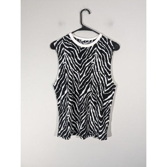 Zyia Active Safari Tank Top Zebra Print Black White Women Size S Muscle Tee - Picture 2 of 7
